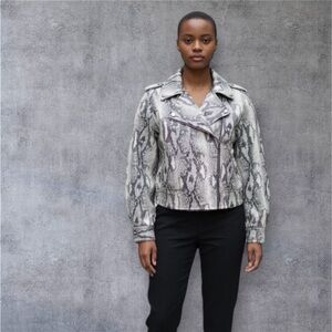 Jennifer Lopez Women’s Snake Print Moto Jacket